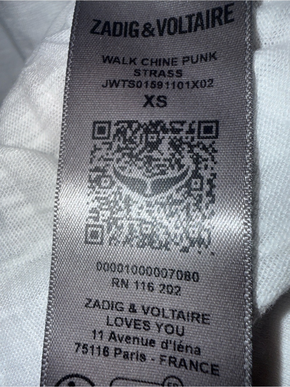 Zadig & Voltaire Walk Chine Punk Strass T-Shirt NWT Size XS SOLD OUT! - Picture 3 of 6